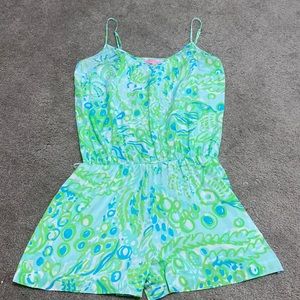 Lilly Pulitzer Romper - Silk - Lime green and blue - size small